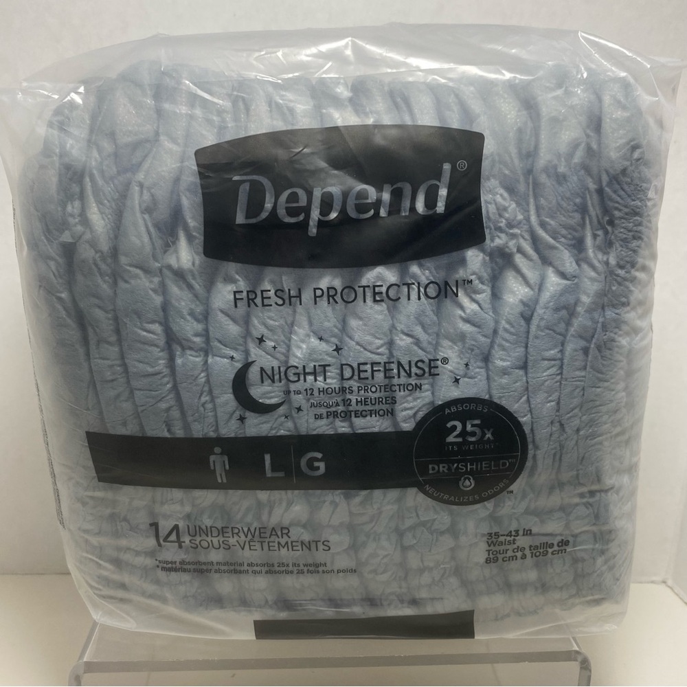 Depend night defense adult incontinence briefs for men size large 14 ct NIP